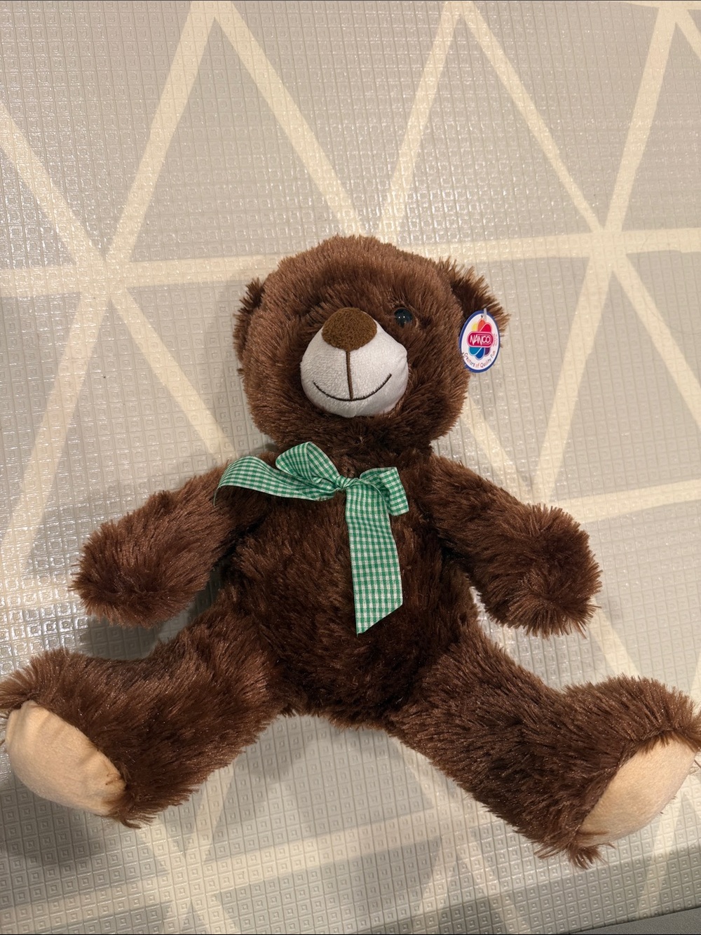NWT! Classic Brown Teddy Bear Soft Plush with Green Bow